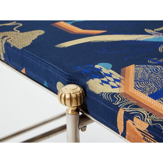 Image 1 of Vintage Savonarola curule bank in staal en messing voor Maison Jansen circa 1960