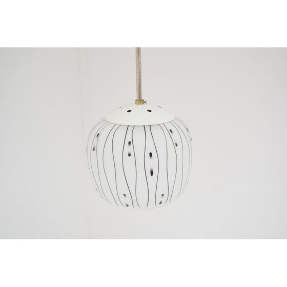 Image 1 of Vintage glazen en metalen hanglamp, Tsjecho-Slowakije 1960