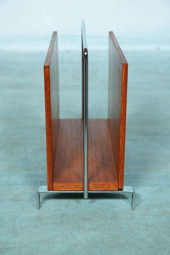 Image 1 of Vintage teakhouten lectuurmand, 60s Midmod magazine rack