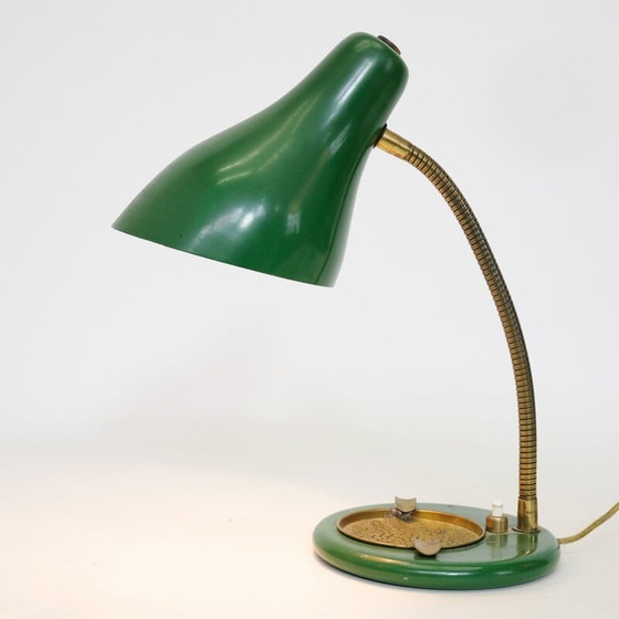 Image 1 of Vintage groene en gouden lamp, 1950