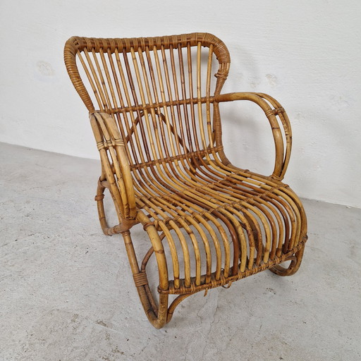 Rotan Belse 8 Fauteuil, Lage Rug 1950