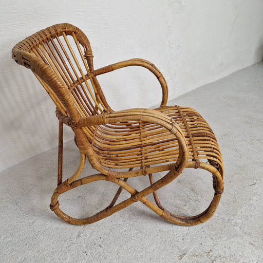 Rotan Belse 8 Fauteuil, Lage Rug 1950