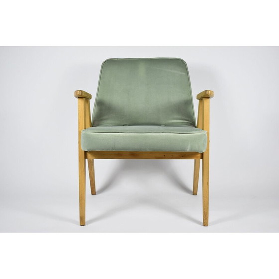 Image 1 of Vintage mint fluwelen fauteuil 366 door J. Chierowski 1962