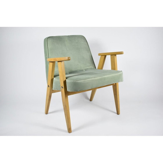 Image 1 of Vintage mint fluwelen fauteuil 366 door J. Chierowski 1962
