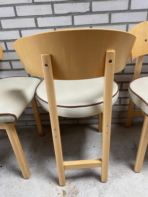 Image 1 of 4x vintage leren Ikea Niels Gammelgaard stoelen