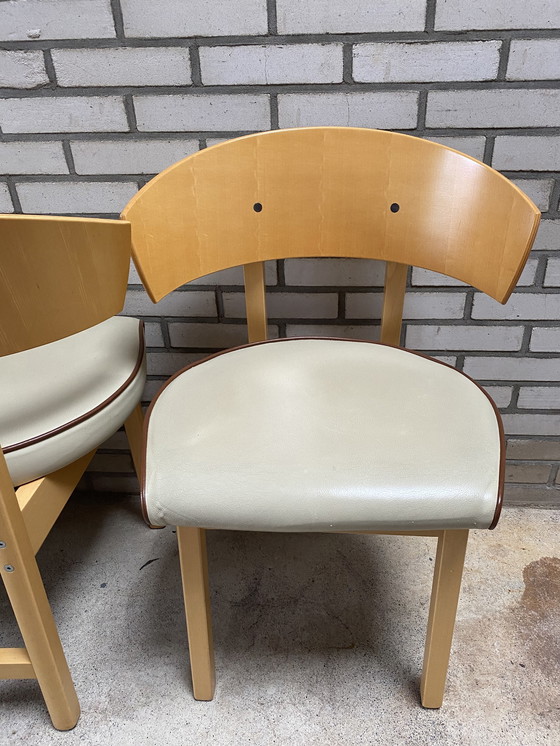 Image 1 of 4x vintage leren Ikea Niels Gammelgaard stoelen