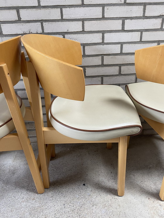 Image 1 of 4x vintage leren Ikea Niels Gammelgaard stoelen