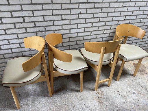 4x vintage leren Ikea Niels Gammelgaard stoelen