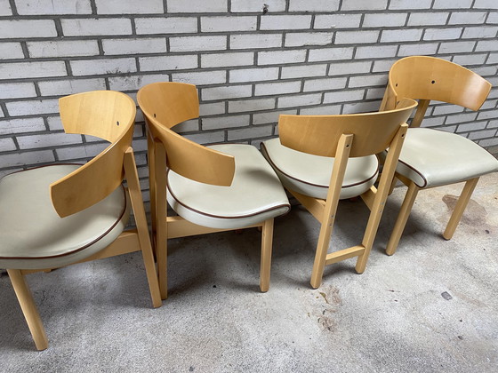 Image 1 of 4x vintage leren Ikea Niels Gammelgaard stoelen