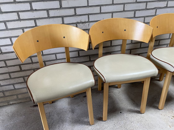 Image 1 of 4x vintage leren Ikea Niels Gammelgaard stoelen