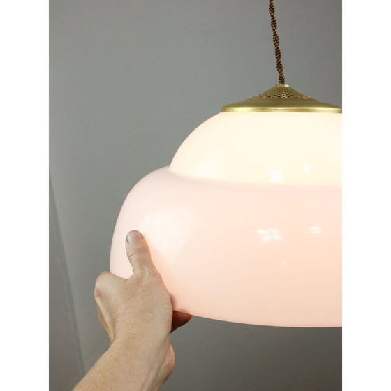 Image 1 of Vintage hanglamp van messing en plexiglas, Italië