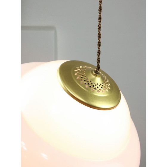Image 1 of Vintage hanglamp van messing en plexiglas, Italië