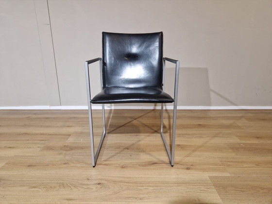 Image 1 of 4X Arco Frame - Eetkamerstoelen - Zwart - Leder - Design