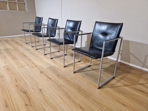 4X Arco Frame - Eetkamerstoelen - Zwart - Leder - Design