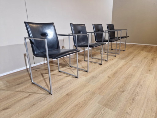 4X Arco Frame - Eetkamerstoelen - Zwart - Leder - Design