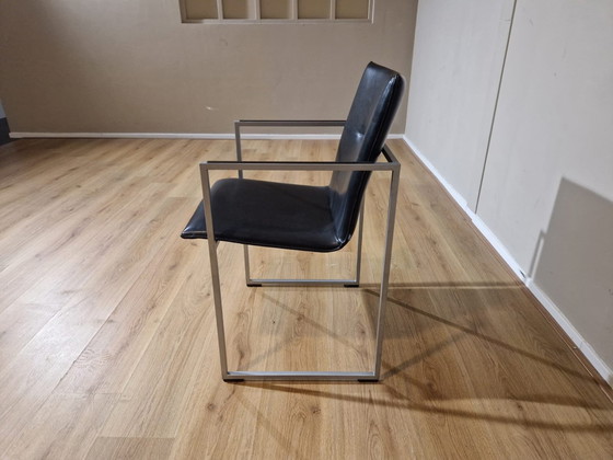 Image 1 of 4X Arco Frame - Eetkamerstoelen - Zwart - Leder - Design