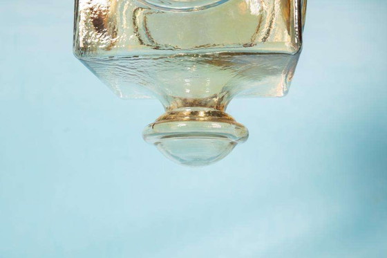 Image 1 of Japandi Glazen hanglamp, bohemian cubic vintage glass lamp