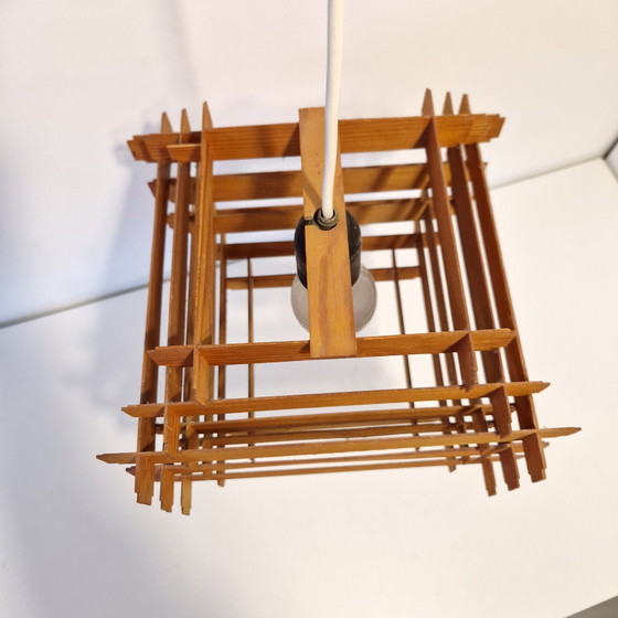 Image 1 of 60'S Deense Vintage Hanglamp Lamellen Lamp