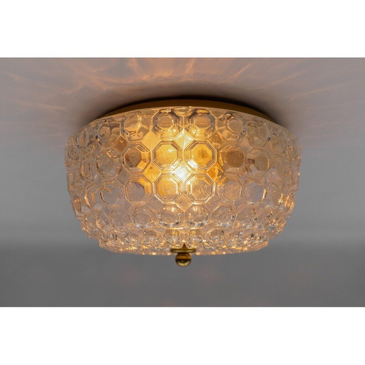 Vintage glazen plafondlamp voor Limburg, Duitsland 1960