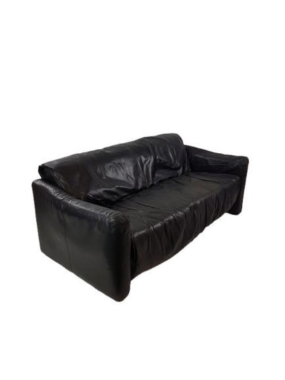 Image 1 of Leolux ‘Pago Pago’ Bankstel Zwart Leer | Black Leather