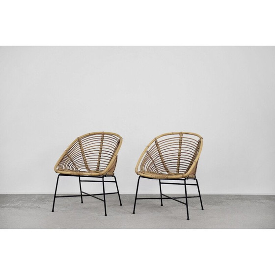 Image 1 of Paar bamboe fauteuils uit de Mid Century, 1960