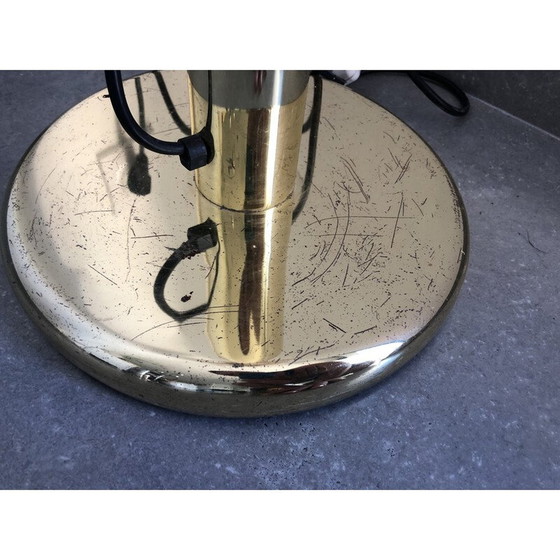 Image 1 of Vintage messing en glazen lotusbloem vloerlamp, 1970