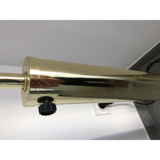 Image 1 of Vintage messing en glazen lotusbloem vloerlamp, 1970