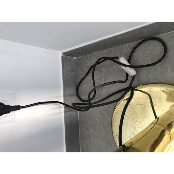 Image 1 of Vintage messing en glazen lotusbloem vloerlamp, 1970