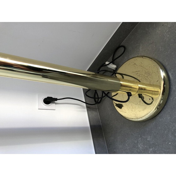 Image 1 of Vintage messing en glazen lotusbloem vloerlamp, 1970