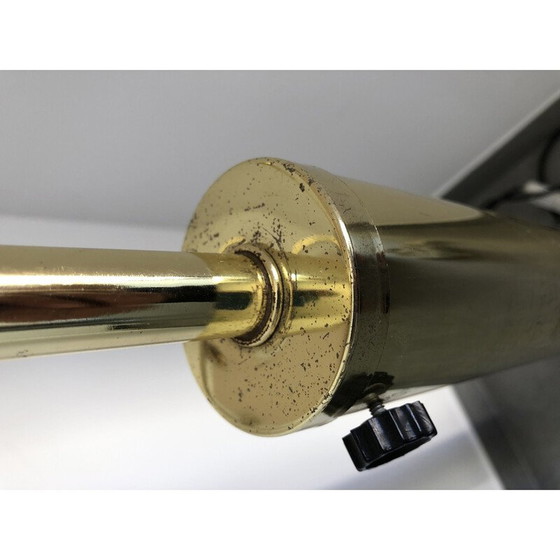 Image 1 of Vintage messing en glazen lotusbloem vloerlamp, 1970