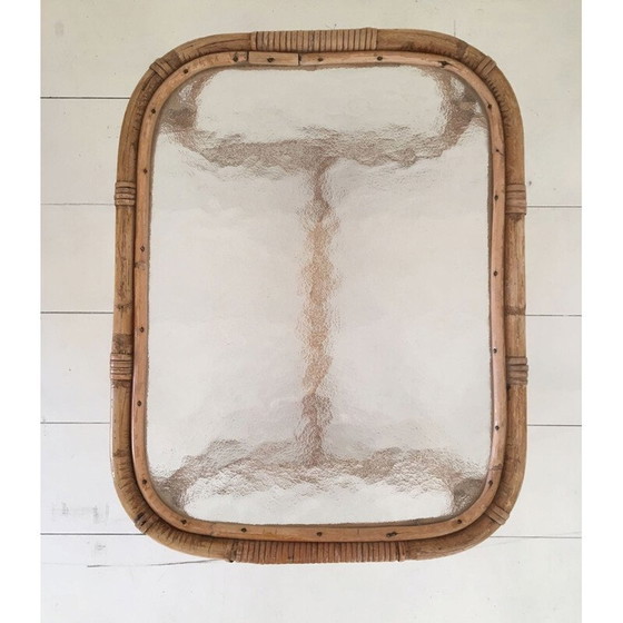 Image 1 of Vintage salontafel in rotan en glas, Nederland 1960