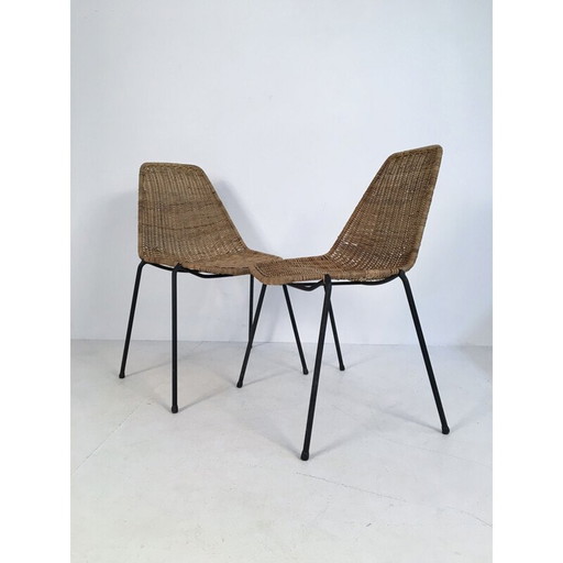 Paar vintage rieten stoelen van Campo en Graffi