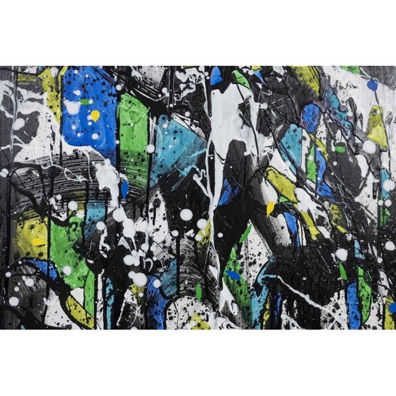 Image 1 of Acryl op vintage doek van Dan Hôo, 2023