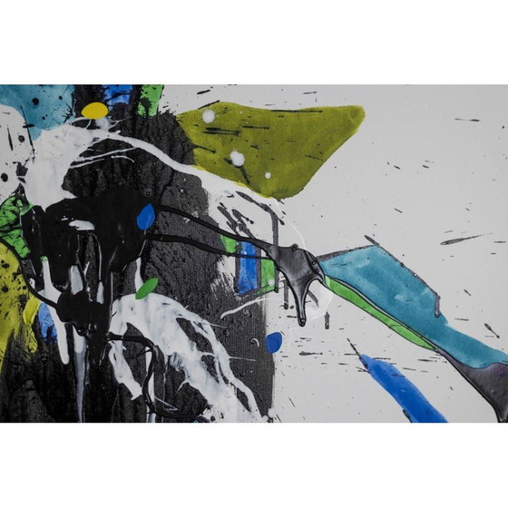 Image 1 of Acryl op vintage doek van Dan Hôo, 2023