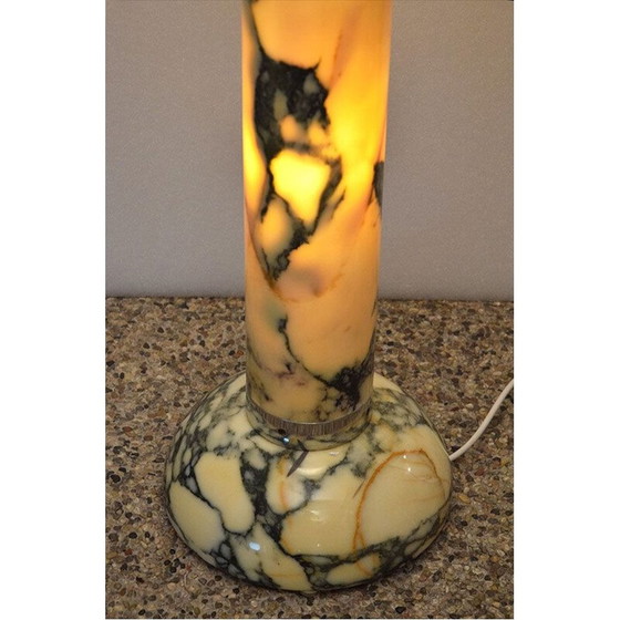 Image 1 of Mid-century vloerlamp met marmeren voet en steel en lampenkap, Italië 1970