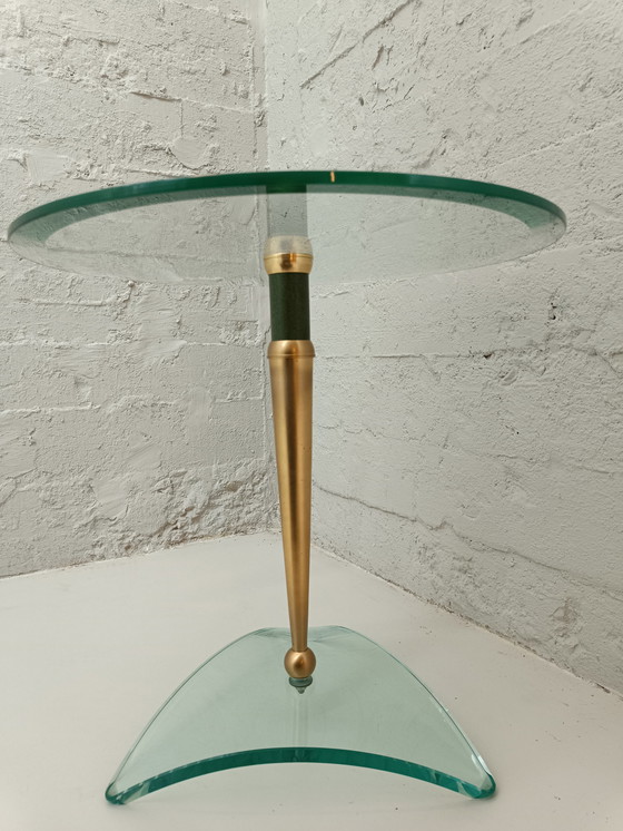 Image 1 of Hollywood Regency side table glas messing