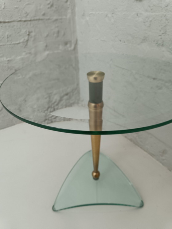 Image 1 of Hollywood Regency side table glas messing