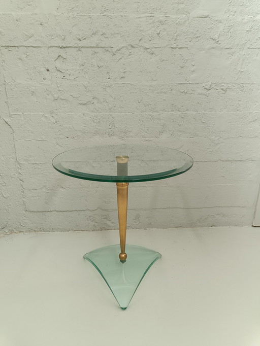 Hollywood Regency side table glas messing