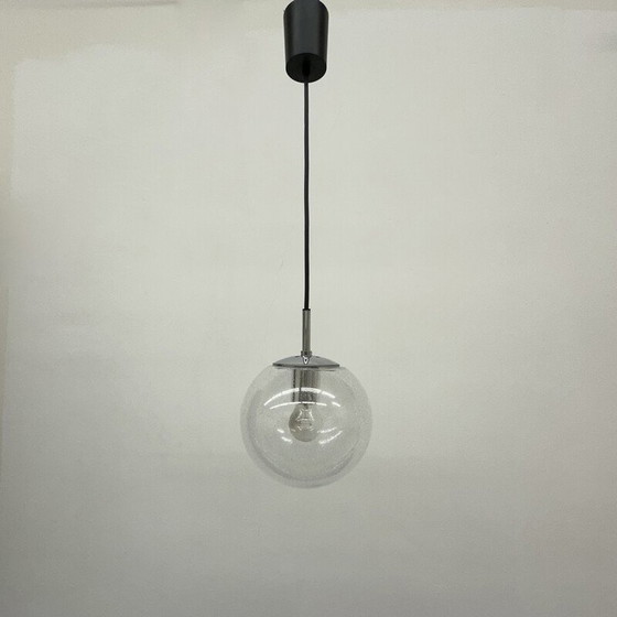 Image 1 of Vintage glazen en metalen hanglamp voor Glashütte Limburg, Duitsland 1970