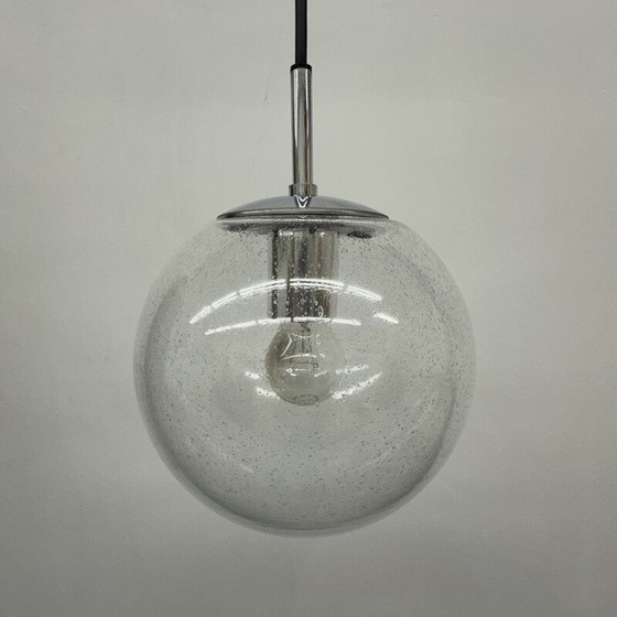 Image 1 of Vintage glazen en metalen hanglamp voor Glashütte Limburg, Duitsland 1970