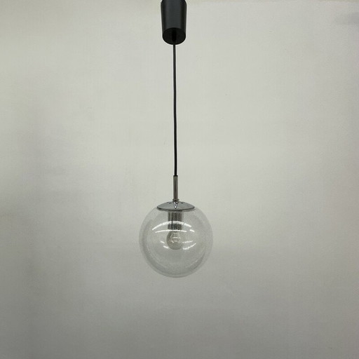 Vintage glazen en metalen hanglamp voor Glashütte Limburg, Duitsland 1970