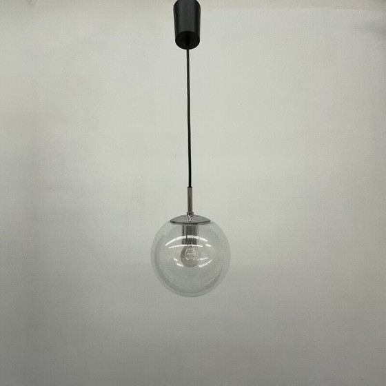 Image 1 of Vintage glazen en metalen hanglamp voor Glashütte Limburg, Duitsland 1970