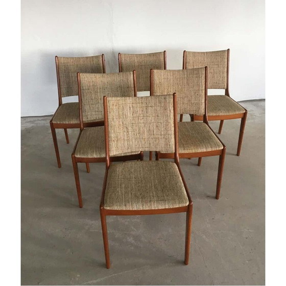 Image 1 of Set van 6 vintage teakhouten eetkamerstoelen van Johannes Andersen voor Uldum Møbler, Denemarken 1960