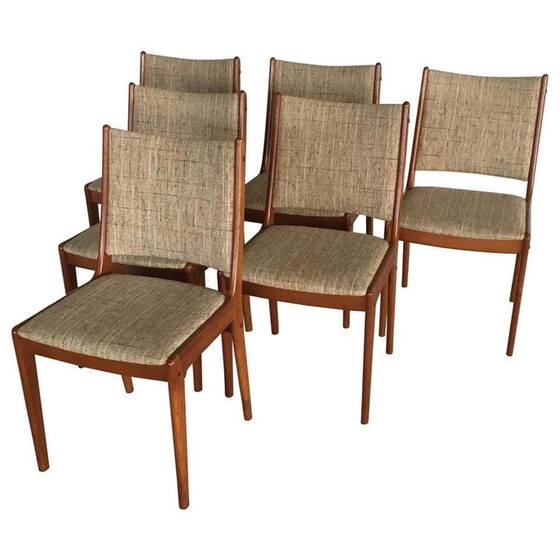Image 1 of Set van 6 vintage teakhouten eetkamerstoelen van Johannes Andersen voor Uldum Møbler, Denemarken 1960