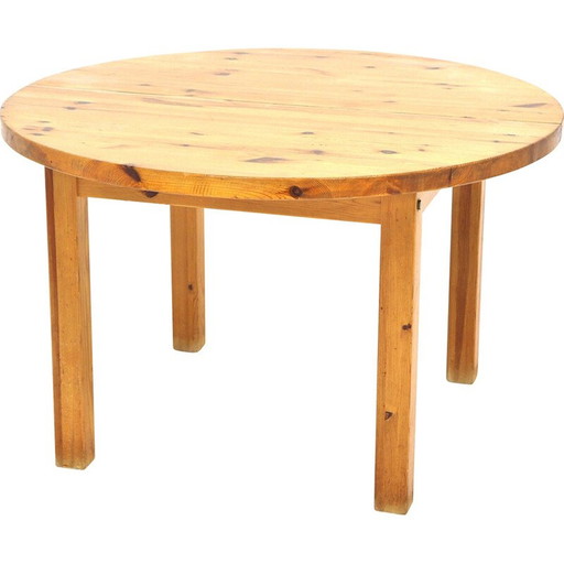 Vintage ronde grenen tafel, Zweden 1970