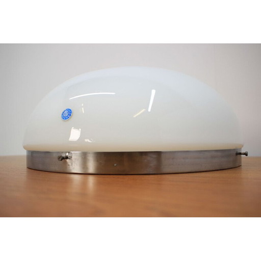 Paar vintage chromen plafondlampen van Napako, Tsjecho-Slowakije 1940