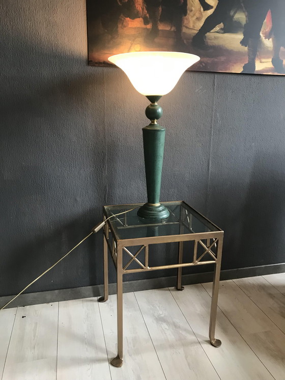 Image 1 of Art Deco Tafellamp Met Glazen Kap