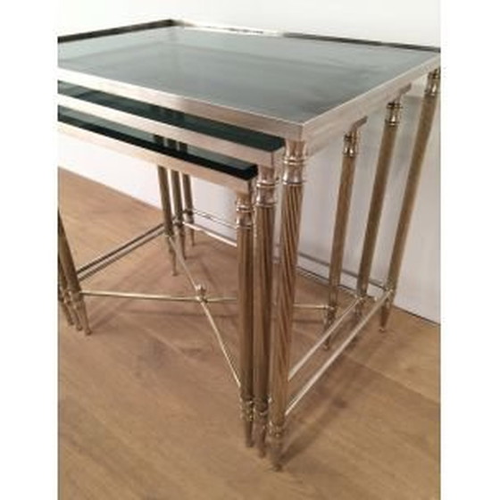 Image 1 of Set van 3 vintage nesttafels vernikkeld 1960