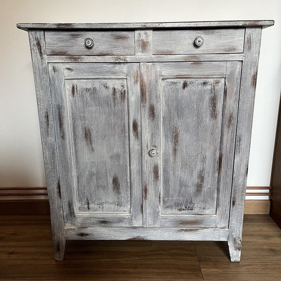 Image 1 of Vintage dressoir met cerusé effect, 2 laden en 1 plank