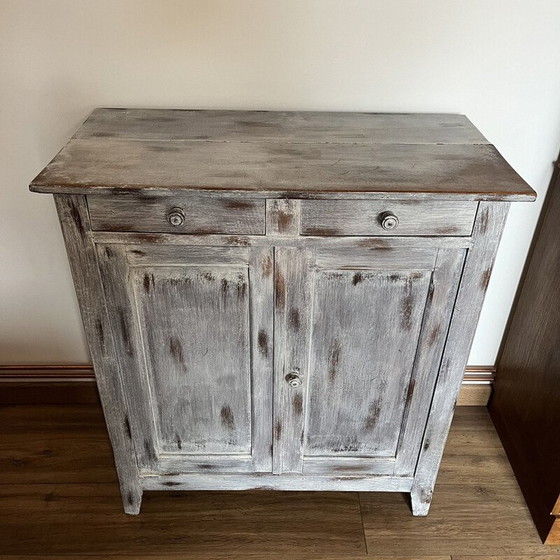 Image 1 of Vintage dressoir met cerusé effect, 2 laden en 1 plank